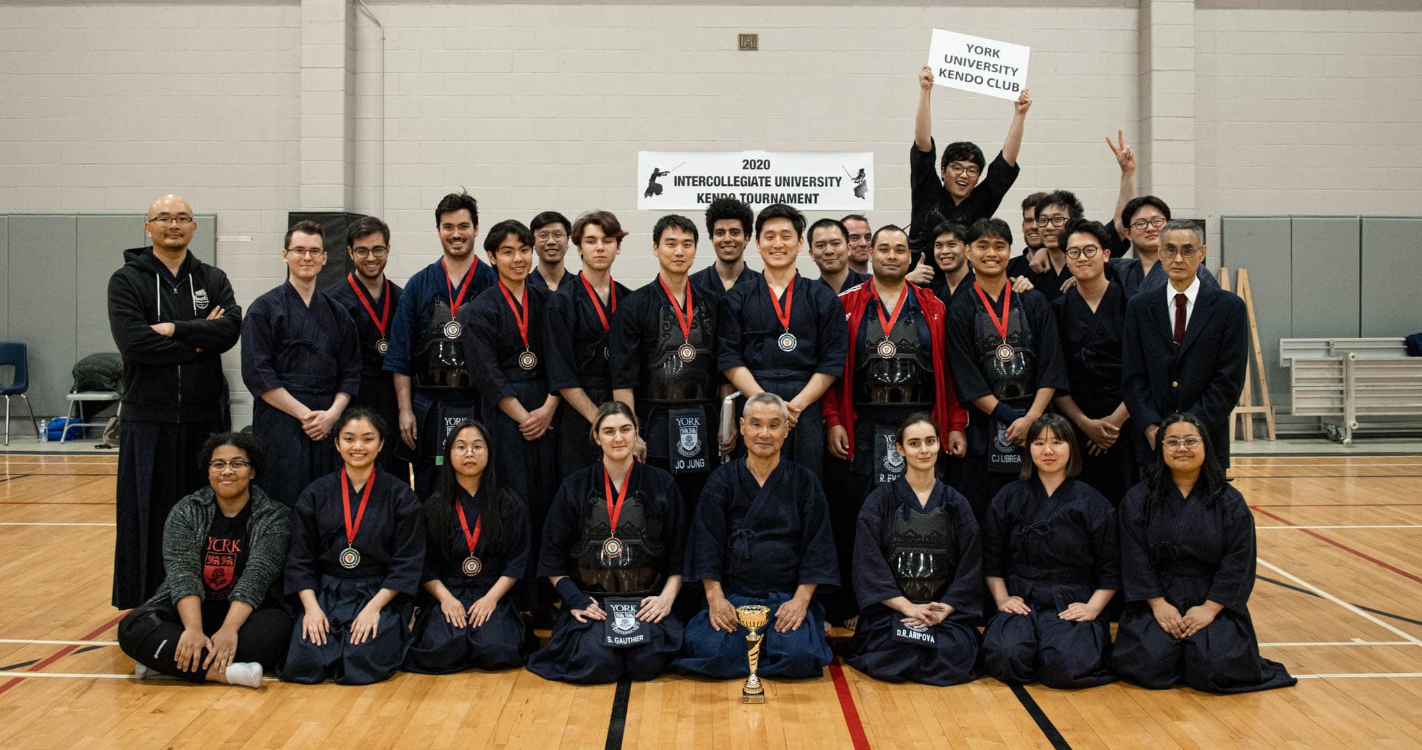 YU Kendo club photo at the 2020 Intercollegiate University Kendo Tournament